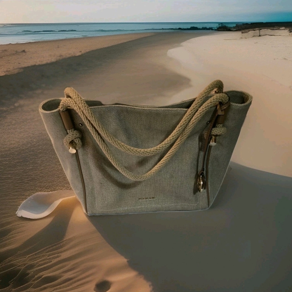 Michael Kors Beige Canvas Tote with Rope Handles
